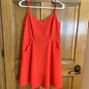 Red Scalloped Dress w/ Pockets